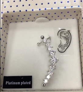 Equilibrium Platinum Plated Earring / Full Length Ear Cuff - New In A Gift Box - Picture 1 of 4