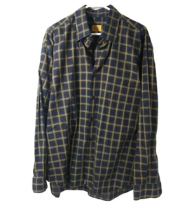 Camicia uomo Robert Talbott Carmel XL blu navy giallo a scacchi manica lunga bottoni - Foto 1 di 5