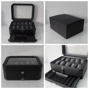 WOLF Windsor Scatola Orologio 10 Pezzi con Cassetto Gioielli 4586029 Nero Argento NUOVO!! - Foto 1 di 23