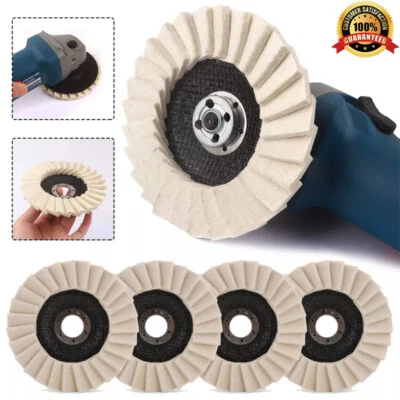4stk Polierscheibe Polierfächerscheibe Winkelschleifer Fächerscheiben Filz125mm - Bild 1 von 4