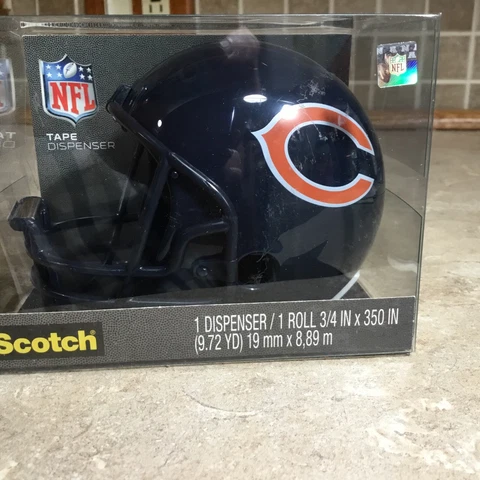 NFL Football Clhicago Bears Helmet 3M SCOTCH  Tape Dispenser 2013 NEW Cover