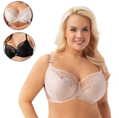 Bügel BH schwarz beige creme große Größen starker Halt breite Träger Gorsenia - Bild 1 von 4