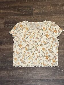 American Eagle Women’s Size Large Floral Cropped Short Sleeve Top