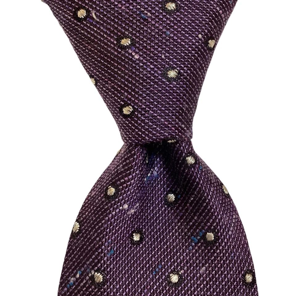 Corbata John Varvatos Mezcla Seda ITALIA Diseñador POLKA DOT Púrpura/Blanco/Negro Usada en Excelente Condición Foto 1 de 3