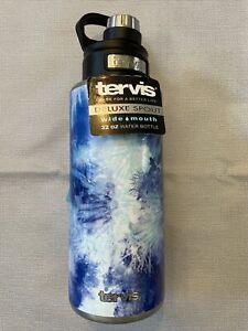 TERVIS 32oz Wide Mouth Deluxe Spout Stainless Steel Water Bottle Blue Tie Dye