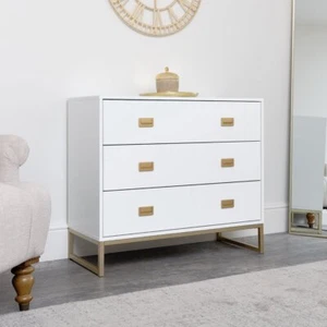 Large 3 Drawer Chest of Drawers Elle White Range bedroom furniture storage - Picture 1 of 5