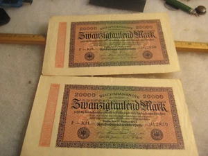 Billete alemán de 2 Reichsbanknote de 1923 2000 marcos serie consecutiva # - Imagen 1 de 6