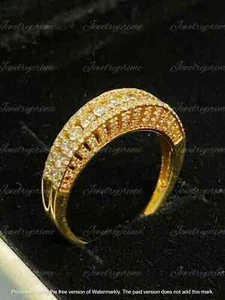 2CT Round Cut Lab Created Diamond Engagement Band Ring 14K Yellow Gold Plated - Picture 1 of 3