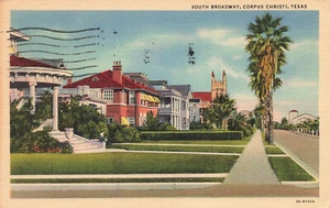 CORPUS CHRISTI TEXAS TX BROADWAY STREET VIEW POSTAL DE LINO VINTAGE 1940 101623 - Imagen 1 de 2