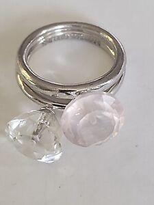 Emporio Armani Rose Topaz 2 stone ring sterling silver size 6