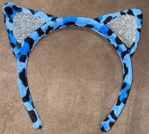BLUE CHEETAH HEADBAND COSTUME ACCESSORY PLUSH SHIMMERING - Picture 1 of 3