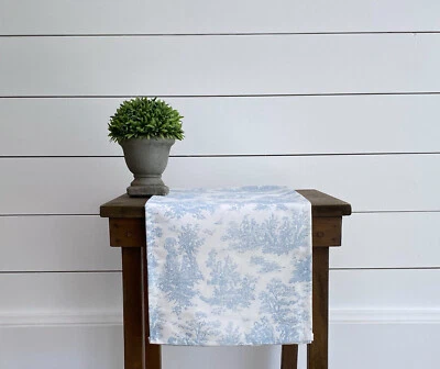 Blue Toile Table Runner French Colonial Decor Centerpiece Baby Wedding Shower - Image 1 of 4