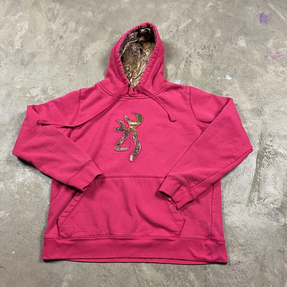 Sudadera con capucha vintage y2k marrón camuflaje Buck Mark rosa intenso L para mujer’s Foto 1 de 4