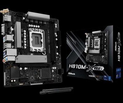 Placa madre ASRock H810M-X WIFI LGA 1851 Intel H810 Micro ATX DDR5 Bluetooth Foto 1 de 4