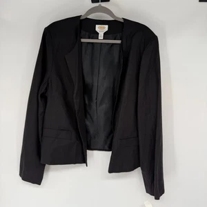 NWT Talbots Irish Linen Blazer Womens 20 Black Open Front Classic Lined Pockets - Picture 1 of 7