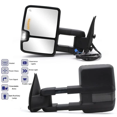 Par de retrovisores de reboque aquecidos a energia compatível com 2003-2006 Chevrolet Avalanche 1500 2500 - Imagem 1 de 4
