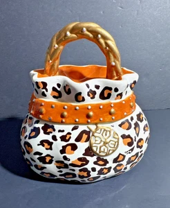 David’s Cookies Leopardo Monedero Tarro de Galletas Cerámica Bolso de Mano Estilo Contenedor 7.5” - Imagen 1 de 10