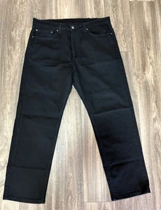 Levis 505 Jeans Men 38X30 Straight Leg Black Denim Stretch Regular Fit - Picture 1 of 11