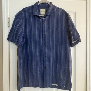 Tommy Bahama 100 % Seide Herren Camp Hemd Gr. LG blau gestreift Freizeit Party adrett - Bild 1 von 12