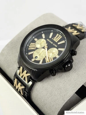 NEW Michael Kors Wren Black & Gold Watch Unisex MK6978 NIB + Box - Image 1 of 4