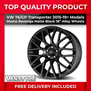 FITS VW T6 TRANSPORTER 15-19> MOMO REVENGE MATTE BLACK 18" LOAD RATED WHEELS - Picture 1 of 7