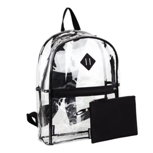 Eastsport durchsichtiger schwarzer Rucksack & Reißverschlusstasche, Stadion Konzert Arena Schule Arbeit - Bild 1 von 4