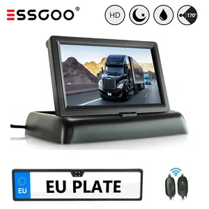 Funk Kabellos HD Rückfahrkamera Nummernschild Mit 4.3 Zoll LCD Monitor Klappbar - Bild 1 von 14