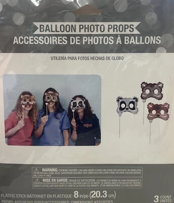 Animal Masks Balloon Photo Props  3ct - Image 1 of 2