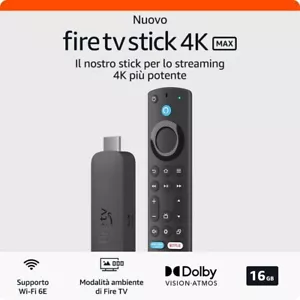 AMAZON FIRE TV STICK 4K MAX WIFI 6E 2023, 16GB TELECOMANDO VOCALE ALEXA ENHANCED - Foto 1 di 7