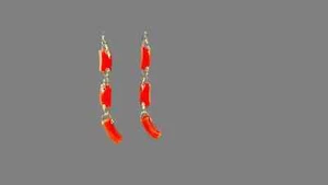 Orecchini Donna in Corallo Rosso Gioiello di Oro 18 kt e da 750 con Pendenti - Foto 1 di 2