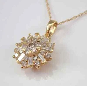 2Ct Baguette Lab Created Diamond Cluster Women's Pendant 14K Yellow Gold Plated - Picture 1 of 4