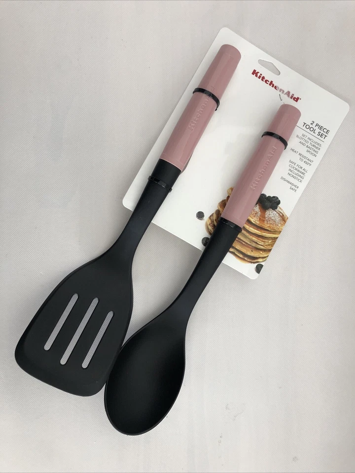 New KitchenAid Set of 2 Basting Spoon and Slotted Turner Dried Rose Pink HDRA - Image 1 of 1