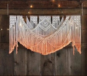Hecho a mano moderno macramé fibra arte teñido por inmersión colgante de pared decoración tapiz tejido - Imagen 1 de 6