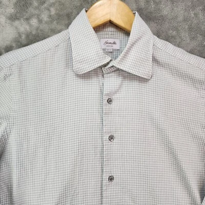 Camisa Hamilton Shirt Co Para Hombres 42 16 Gris Guinga Cuadros 13 de Nov Cuello Ancho Extendido Foto 1 de 4