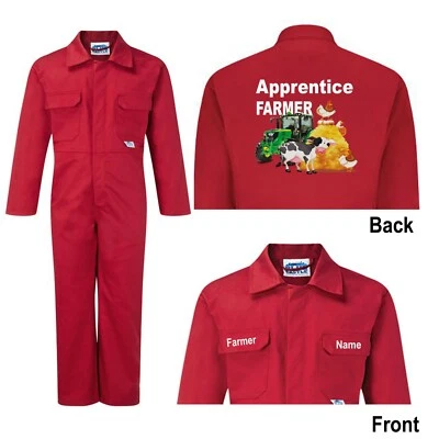 SHOP4BIKERS Kids children boiler suit overalls coveralls customise apprentice farmer animals
