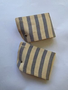 ANTIQUE 1920’S MEN’S BLUE + WHITE STRIPED LINEN CUFFS FOR SHIRT - Picture 1 of 2