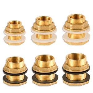 Brass Water Tank Outlet Connector Theaded Bulkhead Fitting Adapter 1/2'' to 2'' - Picture 1 of 9