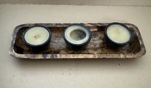 Wooden Candle Tray and Candles