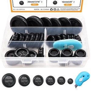 Kit de 33 ojales de goma 6 tamaños 5/8" 13/16" 7/8" 1" 1-3/16" 1-1/2" agujero de taladro - Imagen 1 de 11