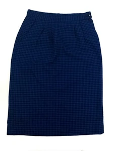 Miss Pendleton 100% Wool Pleated Blue Black Check Plaid Pencil Skirt Size 8 - Picture 1 of 7
