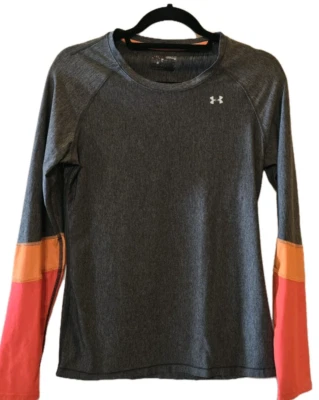 Under Armor Boys Shirt Medium Long Sleeve Layering Gray/Orange - Image 1 of 4