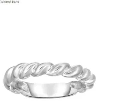 14k White Gold Twisted Band Ring 3.7MM Wide  2.5 grams - Image 1 of 4