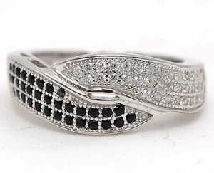 Ring 1 kt behandelter schwarzer Saphir & Topas 925 massiv Sterlingsilber Größe 8 U1-1 - Bild 1 von 3