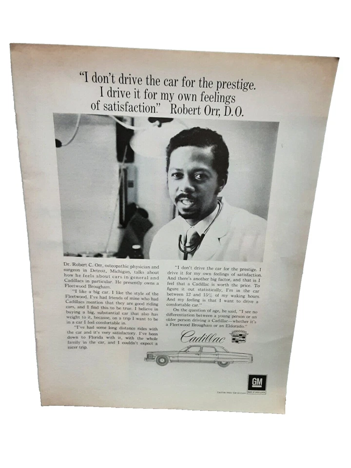 1974 Dr Robert Orr Drives A Cadillac for Satifaction оригинальная печатная реклама 70-е - Изображение 1 из 1