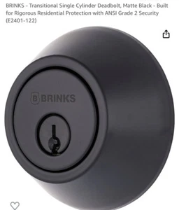 BRINKS - Transitional Single Cylinder Deadbolt Matte Black - Picture 1 of 7