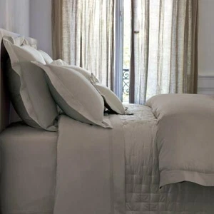 $649 YVES DELORME TRIOMPHE PIERRE STONE KING DUVET COVER & 1 PILLOWCASE FRANCE - Picture 1 of 8