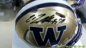 Elijah Qualls UW Huskies Signed Gold Mini Helmet - Picture 1 of 5