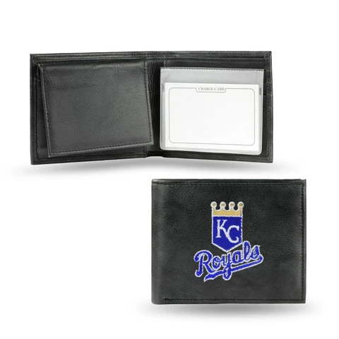 Kansas City Royals Black Leather Trifold Wallet. Embroidered Logo  #155 Cover