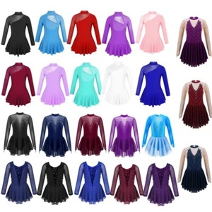 Mädchen Ausschnitt Rücken Eisfigur Schlittschuhkleid Langarm Rollschuhkleider - Bild 1 von 269