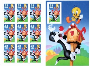 Scott#: 3204 Sylvester & Tweety Bird Pane of 10x32¢ 1998 Stamps - Lot 9 - Picture 1 of 2